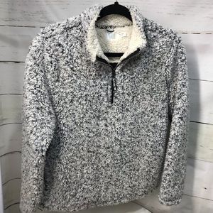 Time and Tru Black & White Sherpa Pullover